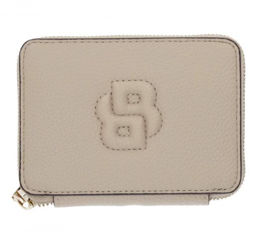 BOSS Portafoglio Donna Piccolo Con Lavorazione Martellata Zip e Monogramma BB Anett New SM Zaround 50542050 Colore Beige