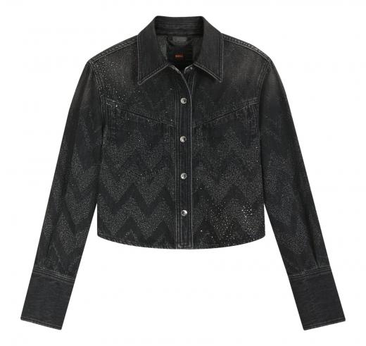 BOSS Giacca Corta Donna Regular Fit In Denim Con Cristalli C SHIRT LS 1 0 50548445 Colore Nero