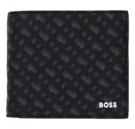 BOSS Portafoglio Uomo Con Monogramma e Logo Goffrato In Lamina Zair MN 4cc Coin 50552830 Colore Nero