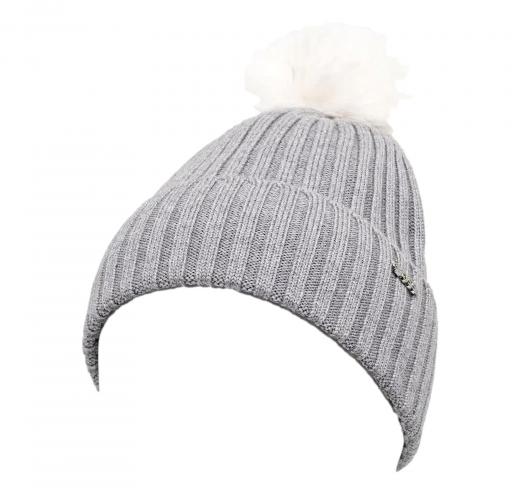 BOSS Berretto Donna In Lana Vergine Con Pompon In Eco Pelliccia Lonie Hat 50545781 Colore Grigio