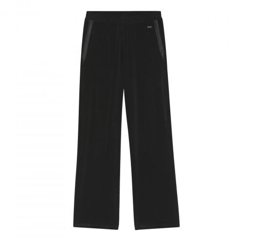 BOSS Pantaloni Tuta Donna In Velours Misto Cotone Con Cordoncini Monogramma Velour Pants 50550716 Colore Nero