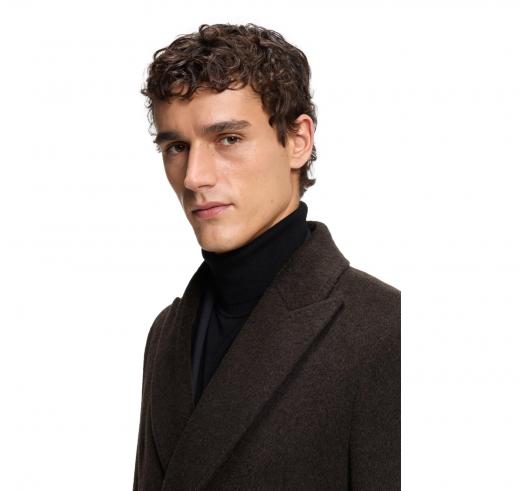 BOSS Cappotto Uomo Doppiopetto In Misto Alpaca H Hyde DB Peak 254 50551135 Colore Marrone Scuro