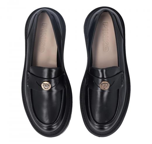 PINKO Mocassini Donna In Pelle Con Logo Love Birds SD0403P001 Colore Nero