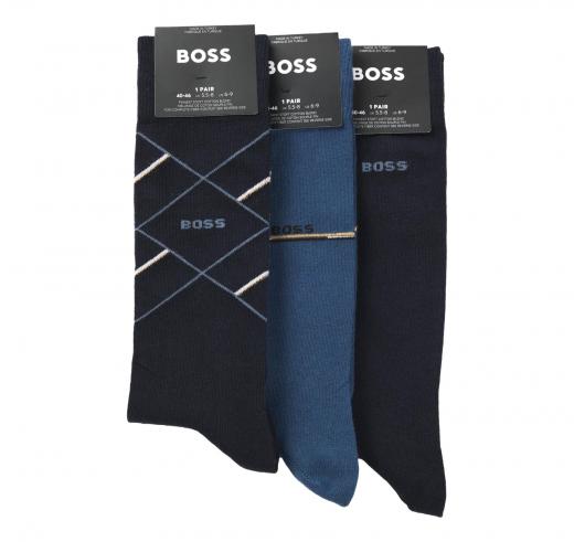 BOSS Calze Ad Altezza Regolare Con Logo Confezione da 3 Paia 50547840 Blu scuro Azzurro