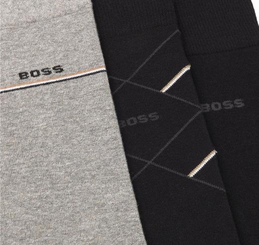 BOSS Calze Ad Altezza Regolare Con Logo Confezione da 3 Paia 50547840 Nero Grigio