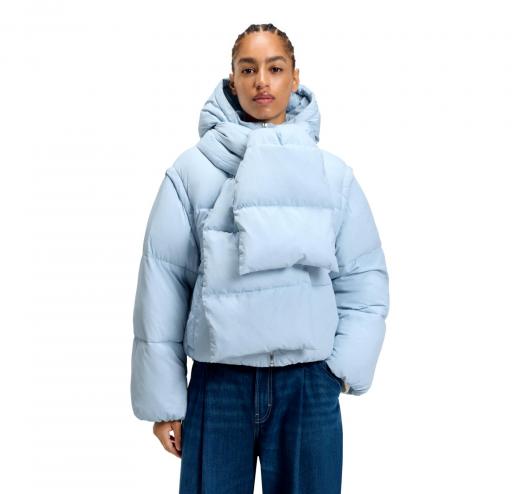 BOSS Giubbotto Donna Imbottito Idrorepellente Con Maniche e Sciarpa Rimovibili C Polala 50548028 Colore Celeste