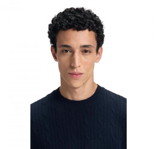 BOSS Maglione Uomo a Trecce In Lana e Cashmere H Hetico 50549975 Colore Blu