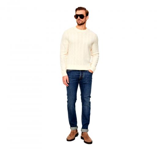 BOSS Maglione Uomo a Trecce In Lana e Cashmere H Hetico 50549975 Colore Bianco