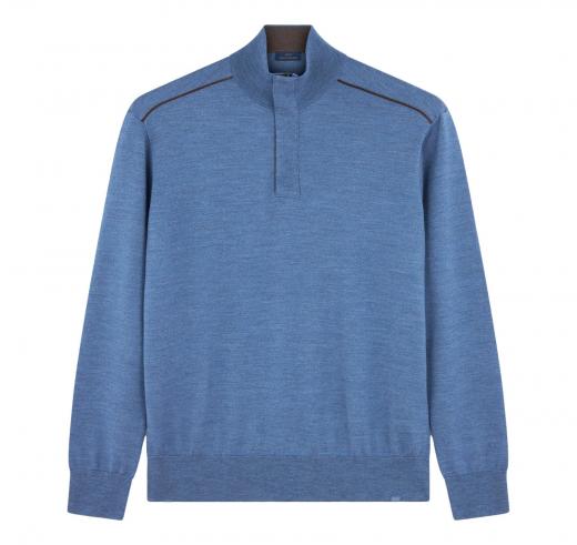 Paul Shark Maglia Uomo Mezza Zip Lana Merino Extrafine 15311103 Colore Avio