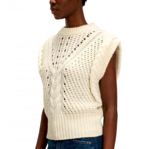 BOSS Gilet Donna In Maglia Con Lavorazione Strutturata In Filato Italiano C Fastina 50549310 Colore Avorio
