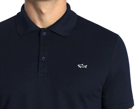 PAUL SHARK Polo Cotone Organico Pique Con Shark Badge 99311001 013 Blu