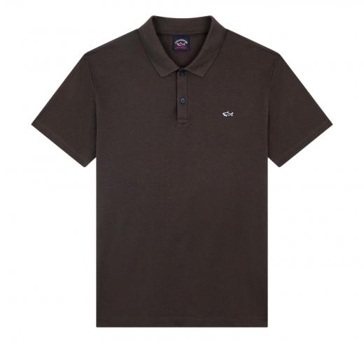 PAUL SHARK Polo Cotone Organico Pique Con Shark Badge 99311001 331 Colore Marrone