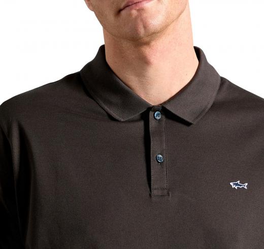 PAUL SHARK Polo Cotone Organico Pique Con Shark Badge 99311001 331 Colore Marrone