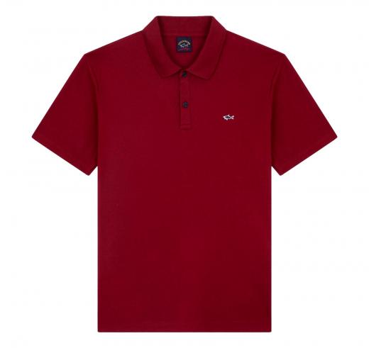PAUL SHARK Polo in Cotone Organico Pique Con Shark Badge 99311001 342 Bordo