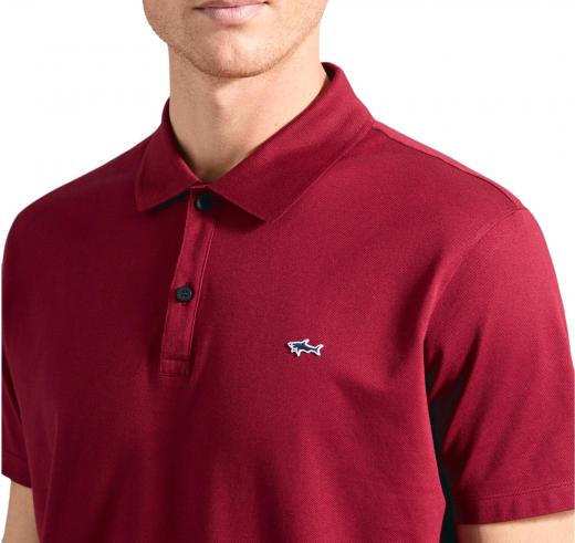PAUL SHARK Polo in Cotone Organico Pique Con Shark Badge 99311001 342 Bordo