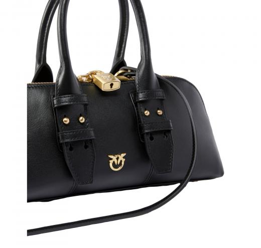 PINKO Borsa Donna Bowling Escape Bag Piccola in Pelle Love Birds 105334 Colore Nero Z99V