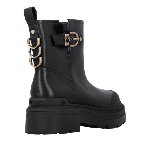 PINKO Stivaletti alla Caviglia con Zip Mia 21 Ankle Boot Donna in Pelle di Vitello Foderata In Pelliccia Sintetica SD0409P063 Co