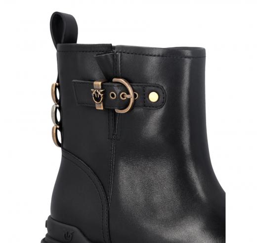 PINKO Stivaletti alla Caviglia con Zip Mia 21 Ankle Boot Donna in Pelle di Vitello Foderata In Pelliccia Sintetica SD0409P063 Co