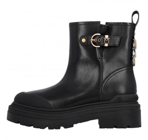 PINKO Stivaletti alla Caviglia con Zip Mia 21 Ankle Boot Donna in Pelle di Vitello Foderata In Pelliccia Sintetica SD0409P063 Co