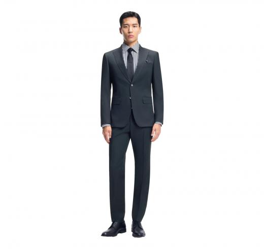 BOSS Abito Uomo Due Pezzi Slim Fit Misto Lana H-Huge 2Pcs Peak 253  50557273 Verde Petrolio