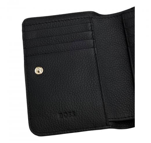 BOSS Portafoglio Donna Lenah Small Wallet 50558032 Pelle Martellata Colore Nero