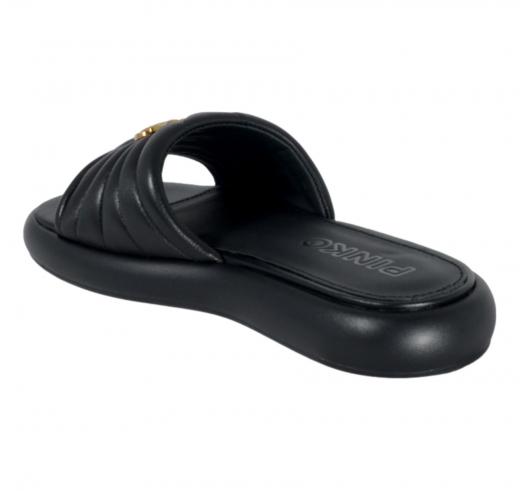 Pinko Ciabatte Donna in Pelle Love Birds SD0525 Fiona 03 Fascia Imbottita Colore Nero Z99