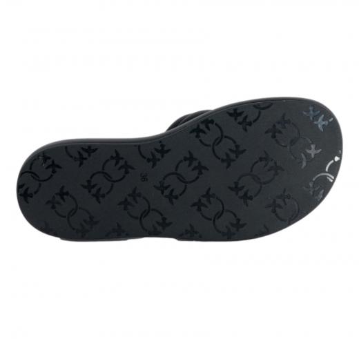 Pinko Ciabatte Donna in Pelle Love Birds SD0525 Fiona 03 Fascia Imbottita Colore Nero Z99