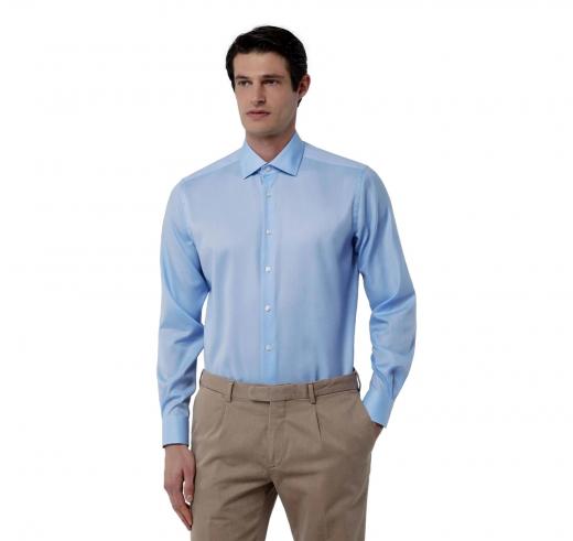 Camicia Uomo Oxford Celeste Collo Italiano Wrinkle Free Travel Classic Fit Cotone Articolo 11806003