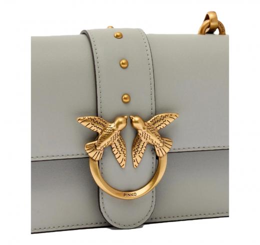 PINKO Borsa Donna a Tracolla Love One Mini In Pelle Colore Grigio Perla 105856 K32Q