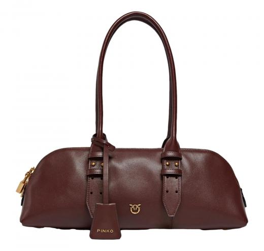 Pinko Borsa Bowling Donna Escape Bag Horizontal Big in Pelle 106169 Colore Burgundy R49Q