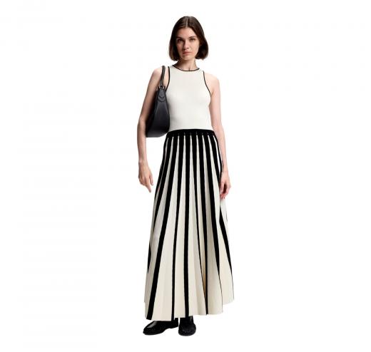 BOSS Abito Donna Con Gonna Plissettata Bicolore Falendula 50553253 Colore Avorio Nero 962