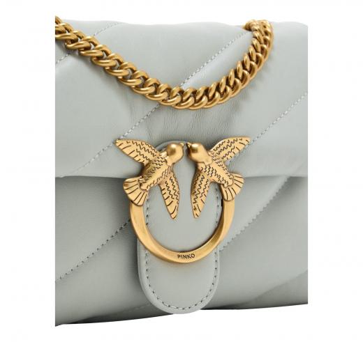 PINKO Borsa Donna Love Puff Mini Cl Sheep Nappa 100039 Grigio Perla K32Q