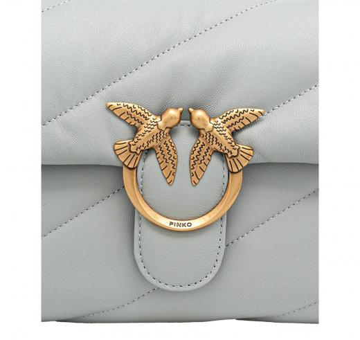 PINKO Borsa Donna Love Puff Classic Cl Sheep Nappa 100038 Grigio Perla K32Q