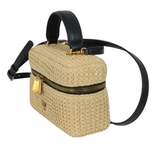 PINKO Borsa Donna Vanity Soft Mini Rafia E Vitello 106382 Beige C24Q