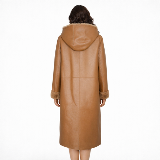 VLAB Giaccone Donna Double Face FW56033 Stormy Colore Caramello