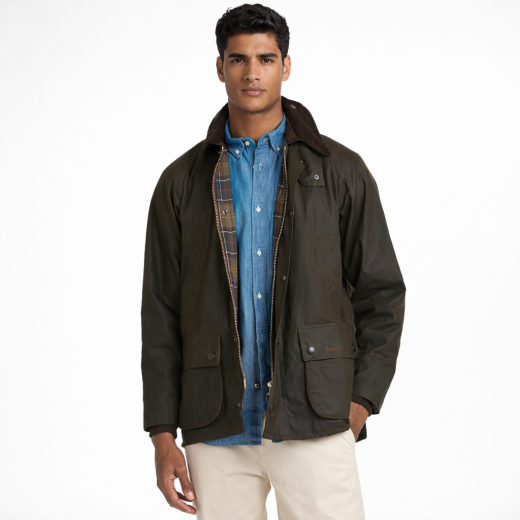 Barbour Giacca Uomo in Cera Classic Bedale Wax Olive MWX0010OL71 Cotone Cerato