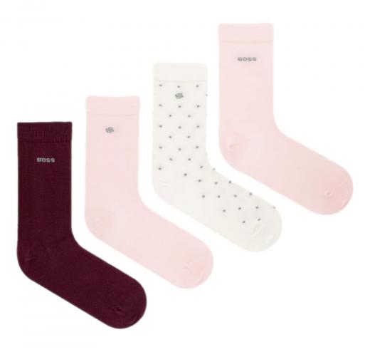 BOSS Calzini Donna Altezza Regolare Con Dettagli Con Logo 4P RS GiftShine 50546742 Colore Rosa
