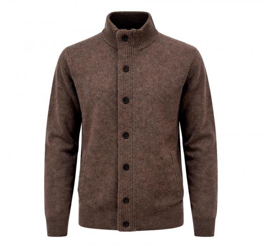 Barbour Maglione Uomo in Lana d’Agnello con Zip e Toppe Dark Stone MKN0731ST52