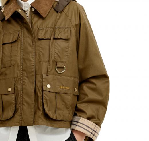 BARBOUR Giubbotto Donna Liza Waxed Jacket In Cotone Cerato LWX1530SN11 Colore Beige Scuro