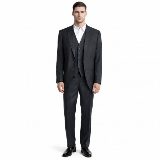 HUGO BOSS Abito Uomo con Gilet Nero 100% Lana Regular Fit 50219987