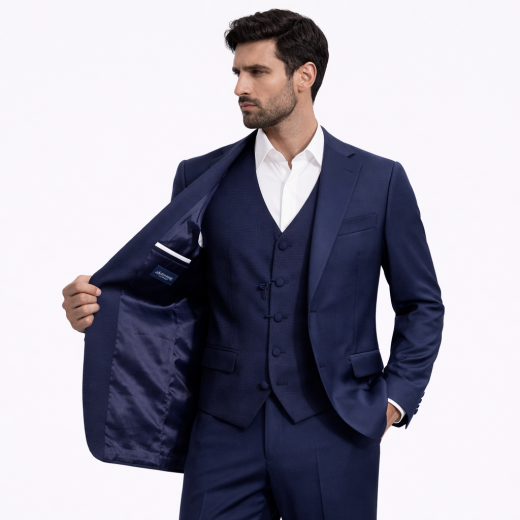 SIMBOLS Smoking Uomo Cerimonia 3 Pezzi Slim A10908S Blu