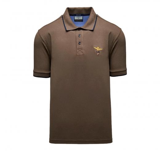 AERONAUTICA MILITARE Polo Uomo In Pique Di Cotone 261PO1308UP00082 Colore Marrone