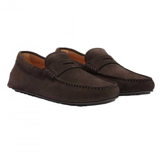 BOSS Mocassini Penny In Pelle Scamosciata Noel Mocc Sdpeb 50541750 Colore Marrone