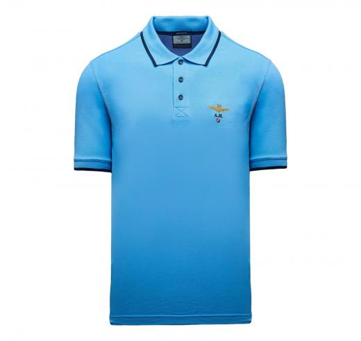 AERONAUTICA MILITARE Polo Uomo In Pique Di Cotone 261PO1308UP00082 Colore Azzurro