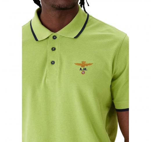AERONAUTICA MILITARE Polo Uomo In Pique Di Cotone 261PO1308UP00082 Colore Verde Chiaro