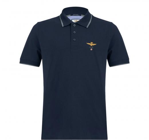 AERONAUTICA MILITARE Polo Uomo In Pique Di Cotone 261PO1308UP00082 Colore Blu