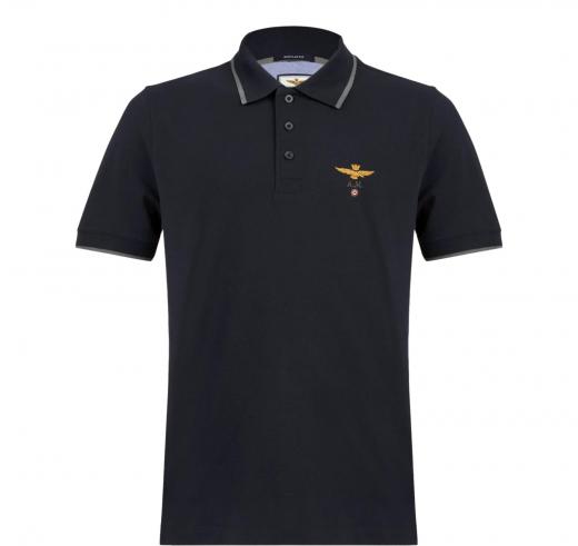 AERONAUTICA MILITARE Polo Uomo In Pique Di Cotone 261PO1308UP00082 Colore Nero