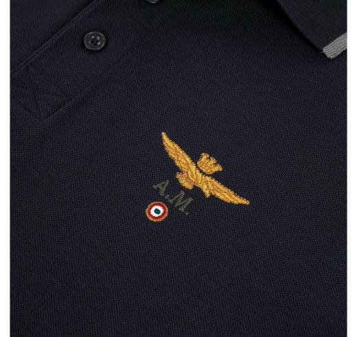 AERONAUTICA MILITARE Polo Uomo In Pique Di Cotone 261PO1308UP00082 Colore Nero