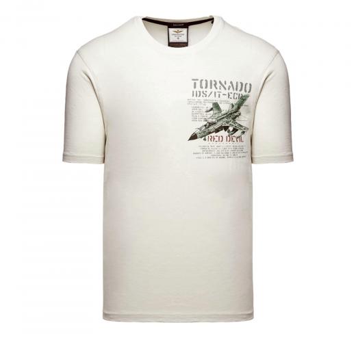 AERONAUTICA MILITARE T Shirt Uomo In Cotone Con Stampa Tornado TS2537UJ00727 Colore Bianco