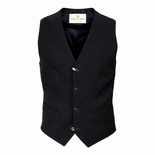 ALESSANDRO GILLES Gilet Uomo Nero Slim Fit GIL2 2356 Elegante Made in Italy